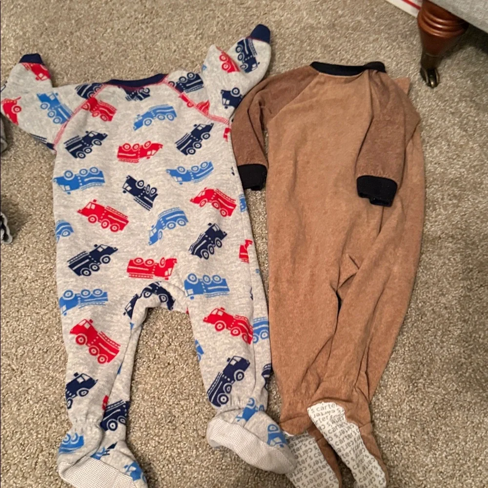 Carter's Brown Raccoon and Gray Vehicle Fleece Footie Pajamas - Picture 3 of 3